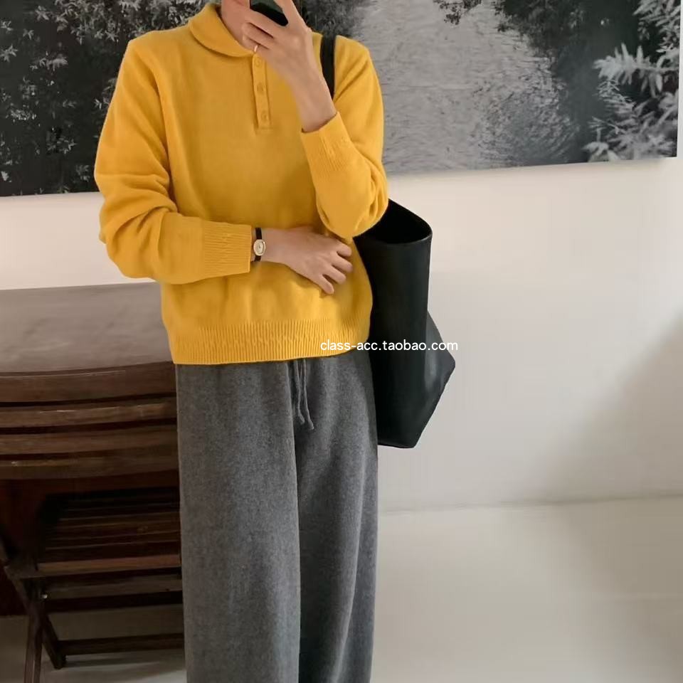 class韩国直邮121003 A:FLAN 韩代2025款  小翻领毛衣