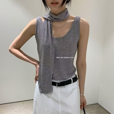 class韩国直邮051807 FEBRUARY.11 韩代26款含麻料背心＋围巾一套