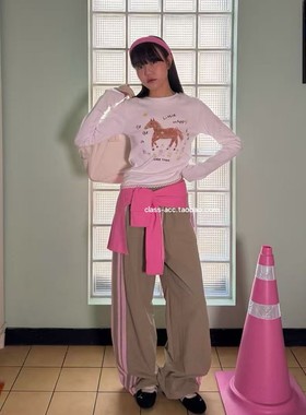 class韩国直邮011906 more than 韩代2026款  抽绳松紧腰休闲裤