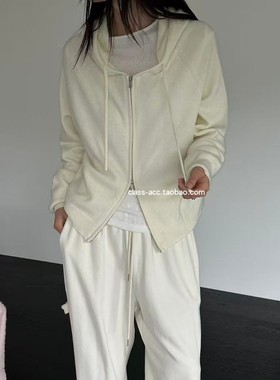 现class韩国直邮102202MUCH韩代25羊毛1oo双拉链一片式连帽开衫