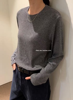 class韩国直邮121410 FEBRUARY.11 韩代2025款 羊毛天丝圆领打底T