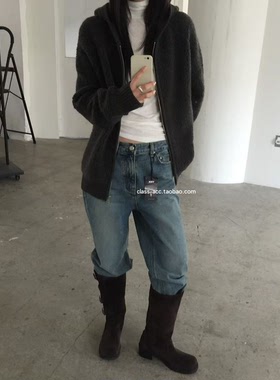 class韩国直邮110308 FORTH 韩代2025款  水洗做旧中腰牛仔裤