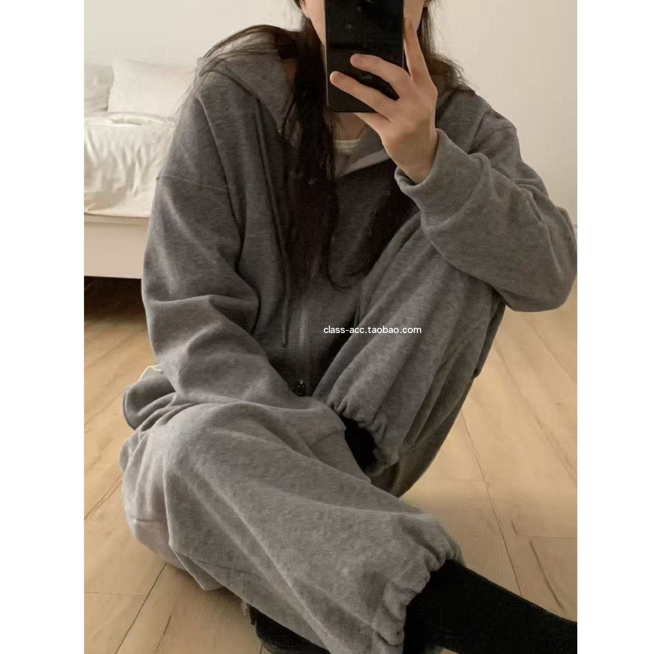 class韩国直邮110908 JUEDE 韩代2025款  内里牛奶绒卫衣卫裤套装