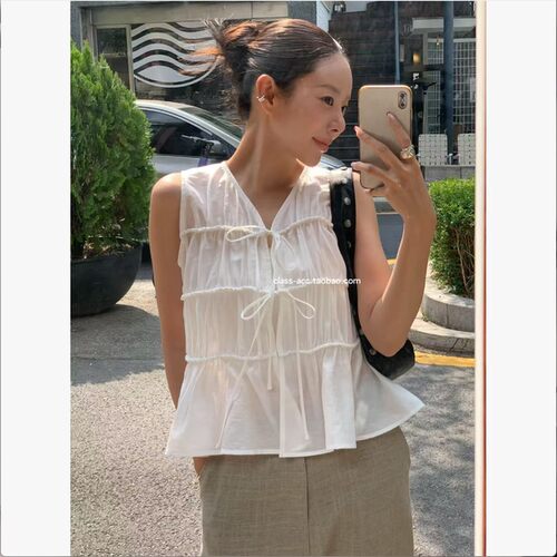 class韩国直邮062508 TOOGOOD 韩代2026款  褶皱无袖小衫