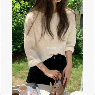 class韩国直邮060420 OUNCE 韩代2026款 前后两穿自带褶皱小衫