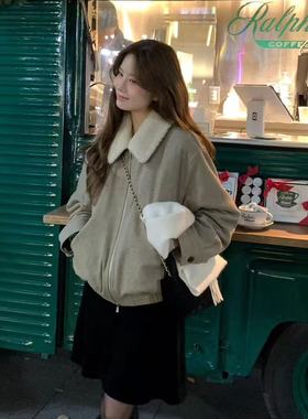 class韩国直邮112416 OUNCE韩代2025款毛领可拆卸加棉夹克外套