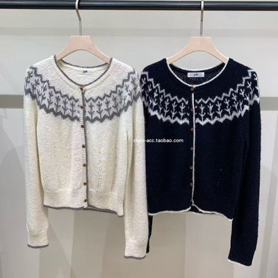 class韩国直邮111414 Gilli 韩代2025款  费尔岛提花毛衣开衫