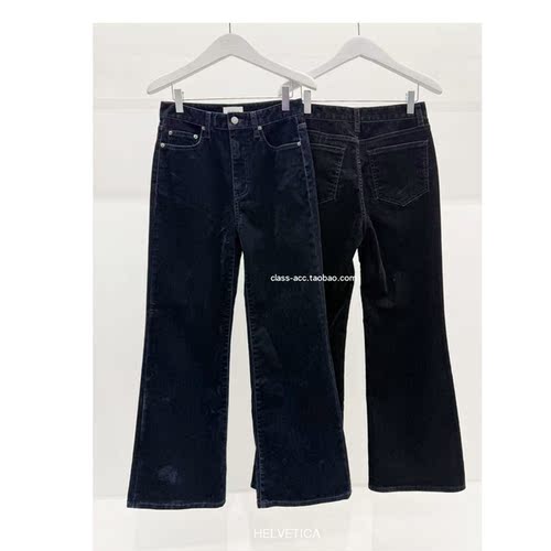 class韩国直邮120404Helvetica韩代2025直筒＋微喇丝绒牛仔裤