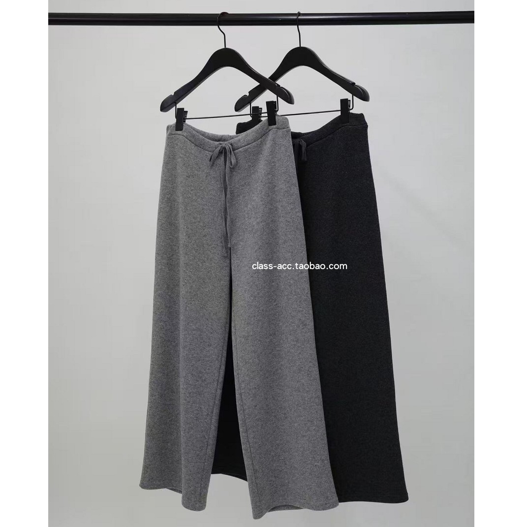 class韩国直邮110217 OBJECT 韩代2025款  抽绳松紧腰加绒羊毛裤