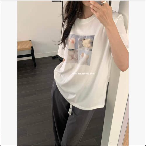 class韩国直邮052113 JINSIM 韩代2026款  小猫短袖T