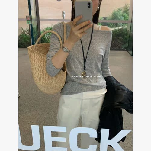 韩现class韩国直邮022609 OUNCE 韩代2026款  鱼嘴领打底T