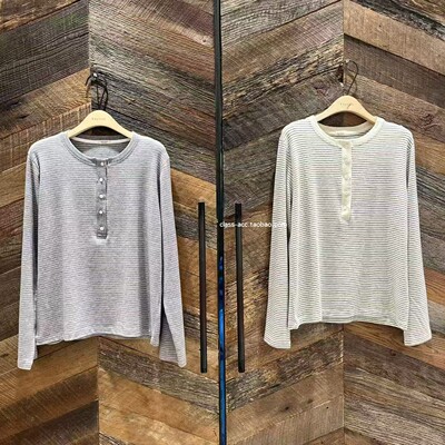 class韩国直邮110607 koznok 韩代2025款 含兔毛纽扣条纹睡衣套装