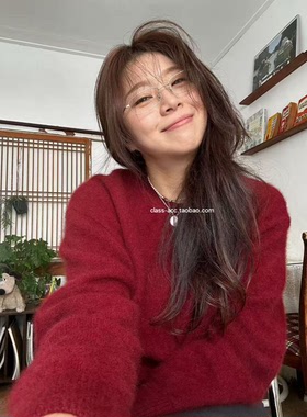 class韩国直邮120806 BAKING POWDER 韩代2025羊绒浣熊毛柔软毛衣