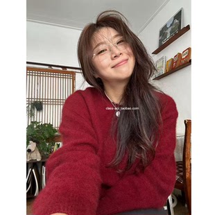 class韩国直邮120806 BAKING POWDER 韩代2025羊绒浣熊毛柔软毛衣