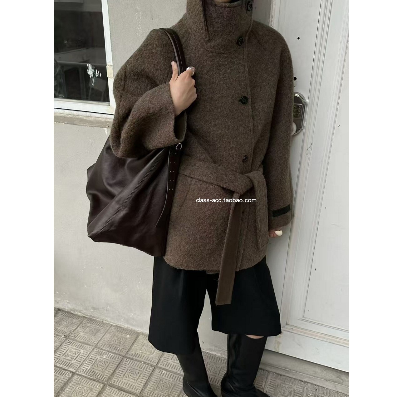 国现class韩国直邮110309FORTH韩代2025羊驼毛＋羊毛双面毛呢大衣