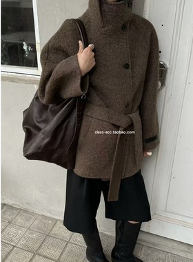 国现class韩国直邮110309FORTH韩代2025羊驼毛＋羊毛双面毛呢大衣