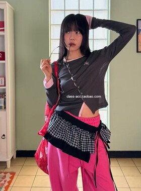 class韩国直邮011902 more than 韩代2026款  拼色纽扣T