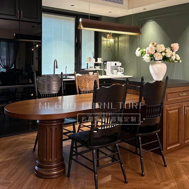 美式复古实木岛台餐桌一体家用法式可伸缩折叠餐桌法式中古风,住宅家具,岛台餐桌,淘宝优惠券,粉丝福利购,淘宝优惠卷
