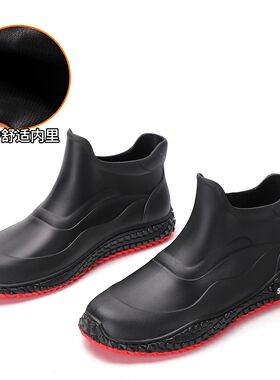 雨鞋男款低帮防滑水鞋防水雨靴成人钓鱼短靴时尚男士靴子胶鞋外穿