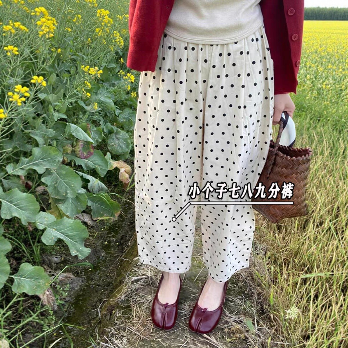 波点棉麻哈伦裤女夏季小个子薄款高腰宽松亚麻休闲阔腿裤速干小码