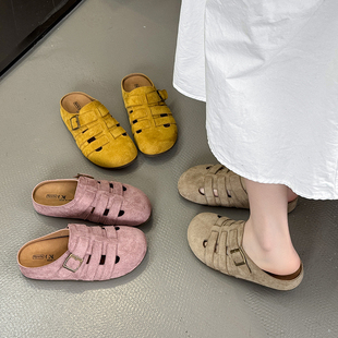 爆款百搭厚底勃肯鞋半拖2026年新款夏季配裙子包头外穿高级感凉拖