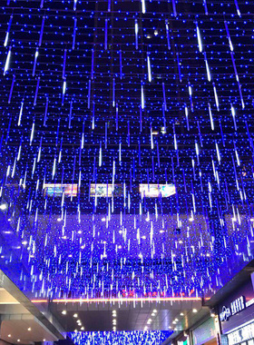 LED高亮流星雨套装蓝色暖白彩色树灯彩灯庭院树木装饰亮化浪漫