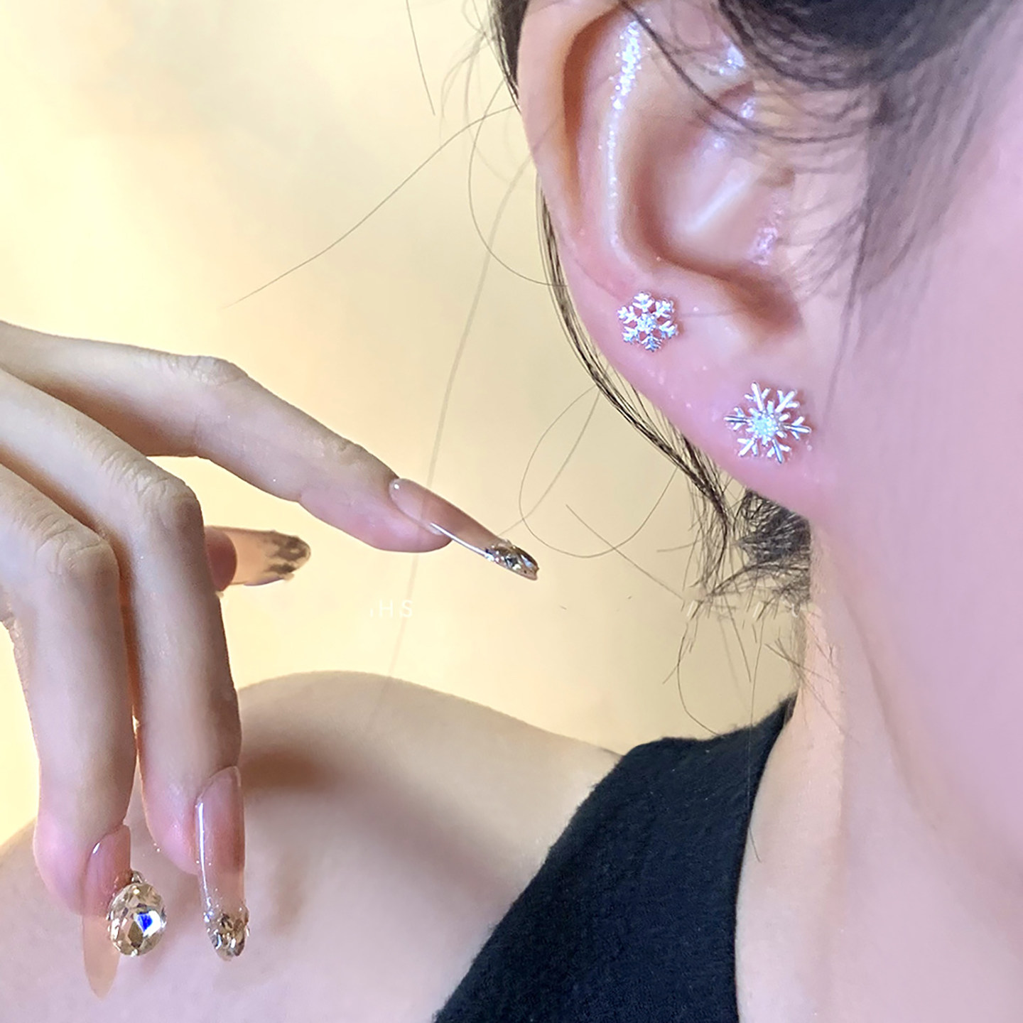 S999银针2026新款雪花不对称耳钉女养耳洞日常超好看独特漂亮耳饰,饰品/流行首饰/时尚饰品新,银饰耳饰,淘宝优惠券,粉丝福利购,淘宝优惠卷
