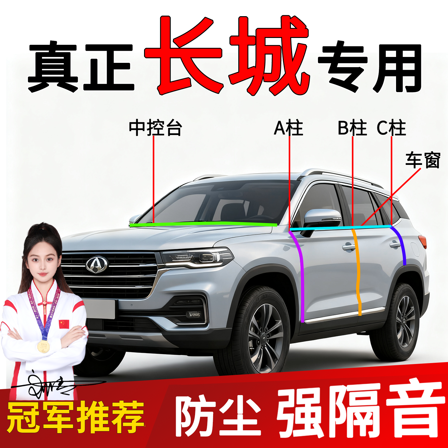 汽车B柱C柱车门中控台密封条隔音