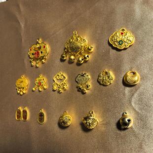 沙金强保色吊坠配件平安长命锁小金锁小元宝铃铛福袋胖福diy饰品