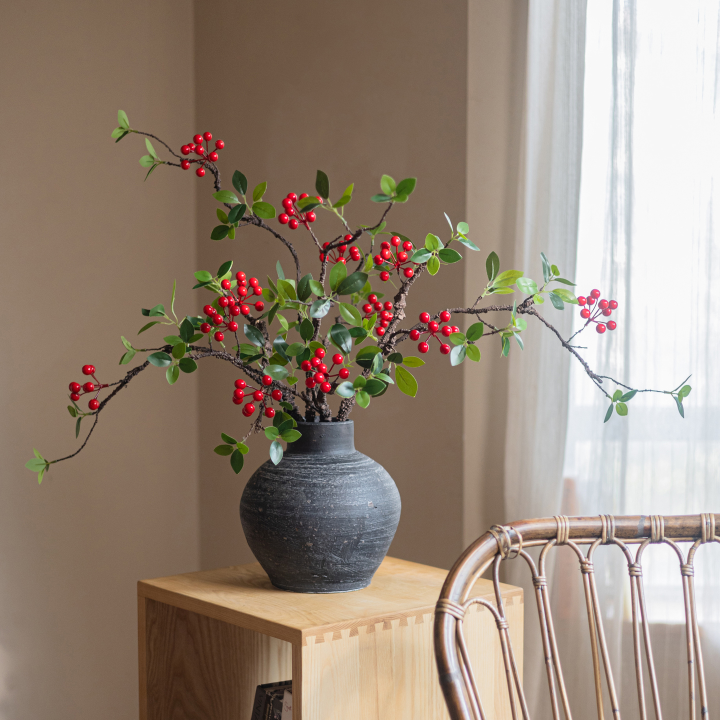 仿真海棠果实绿植花果植物装饰品