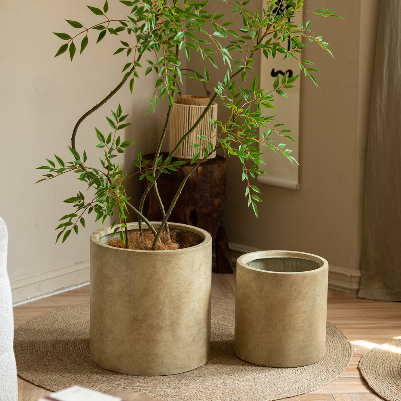 侘寂风镁泥花盆大号圆形简约家居