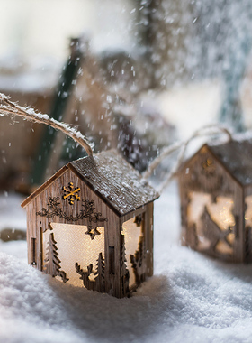 掬涵雪房子灯发光圣诞树配饰挂件摆件节日气氛派对灯球吊饰小夜灯