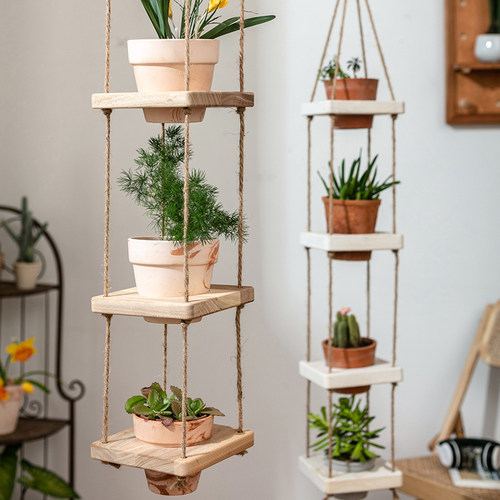 掬涵阳台实木吊篮花盆架