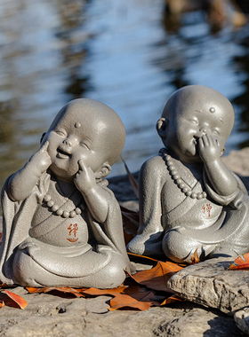 掬涵禅意沙弥小和尚创意人物玩偶治愈系家居玄关办公桌装饰小摆件