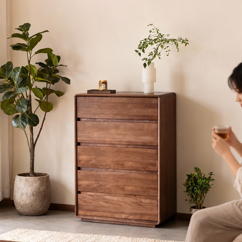 实木斗柜卧室储物柜胡桃木收纳柜