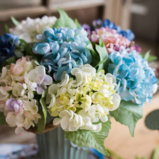 掬涵韩式 饰摆件餐桌花客厅花艺摆设仿生花束 仿真花绣球假花插花装