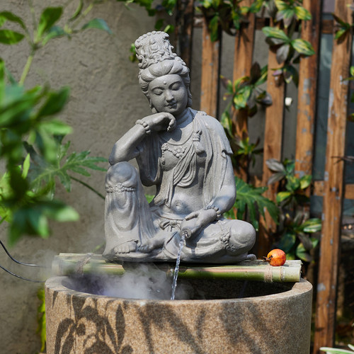 掬涵水月观音佛流水摆件造景装饰