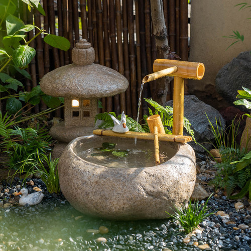 掬涵日式庭院山水招财流水摆件