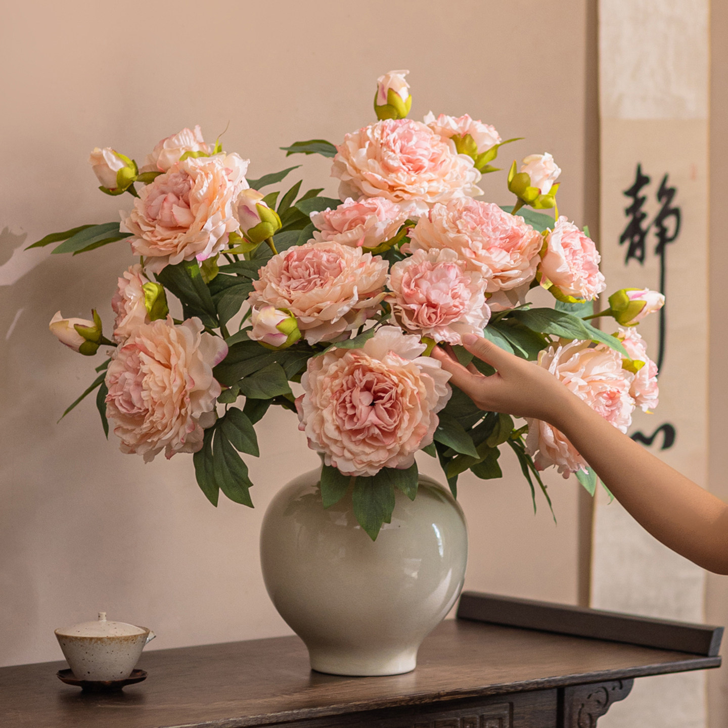 掬涵牡丹花仿真花假花摆设轻奢高端芍药花束客厅装饰花艺餐桌摆件