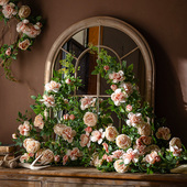 掬涵彷真花藤装 饰甜心玫瑰藤条吊花玫瑰缠绕藤蔓花艺管道悬吊式 天