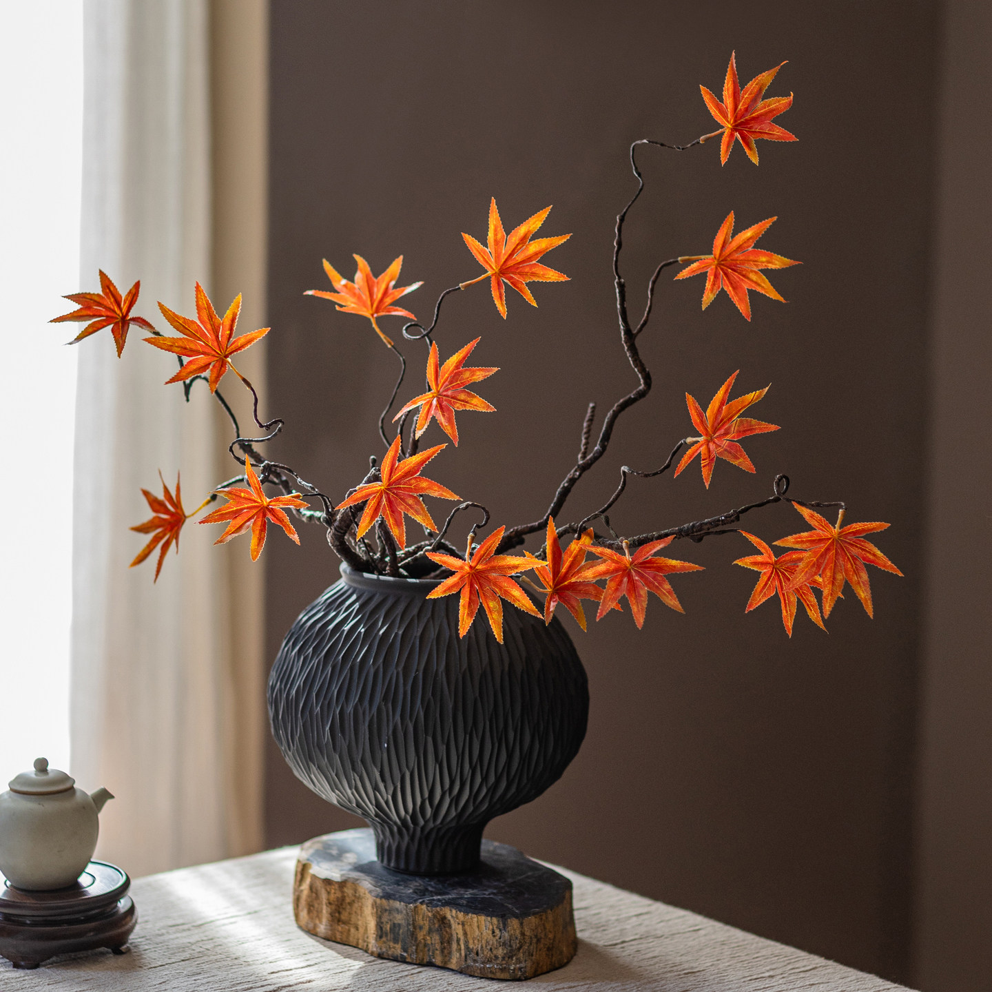 红枫叶假花仿真花摆设客厅插花图片