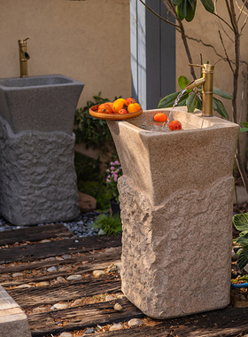掬涵庭院户外洗手盆室外别墅花园洗手池立柱彷石落地水池水槽摆件