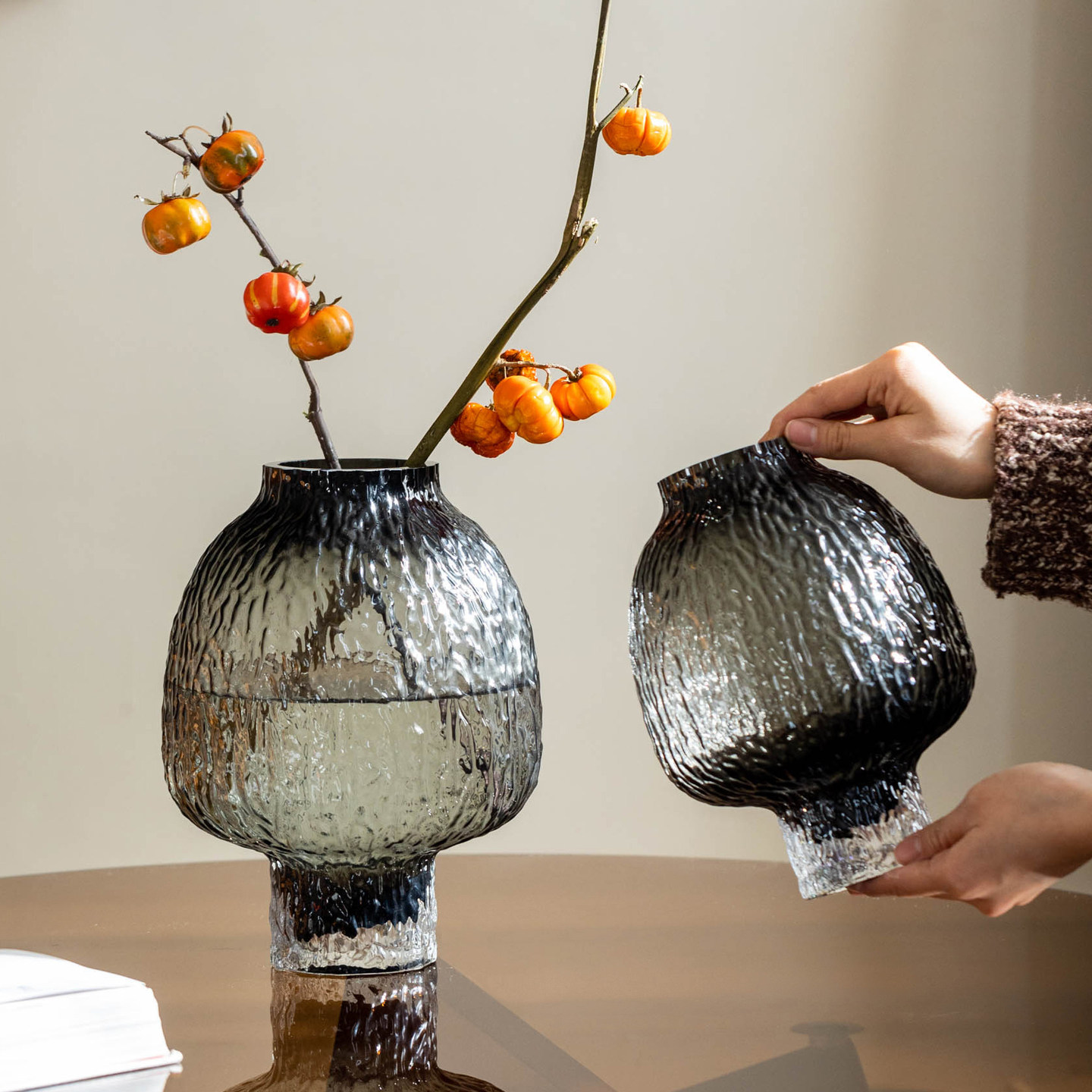 轻奢高级感透明玻璃花瓶摆件客厅插花干花水养鲜花餐桌花艺装饰品,家居饰品,花瓶,淘宝优惠券,粉丝福利购,淘宝优惠卷