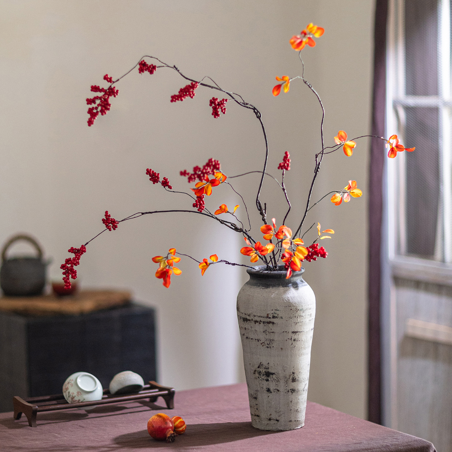 掬涵南蛇藤客厅仿真浆果树枝发财