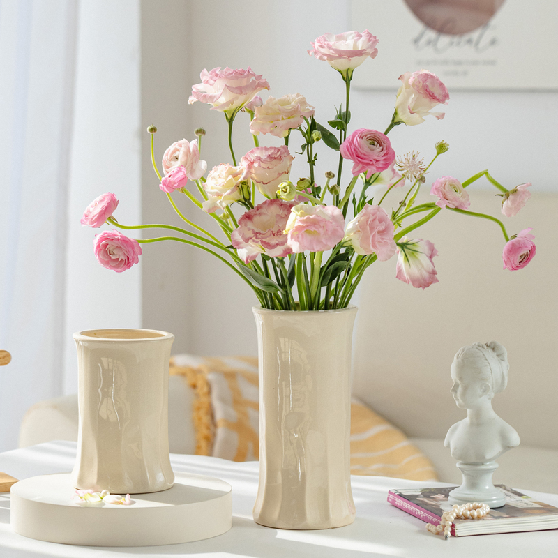 掬涵简约现代白色陶瓷花瓶水培花