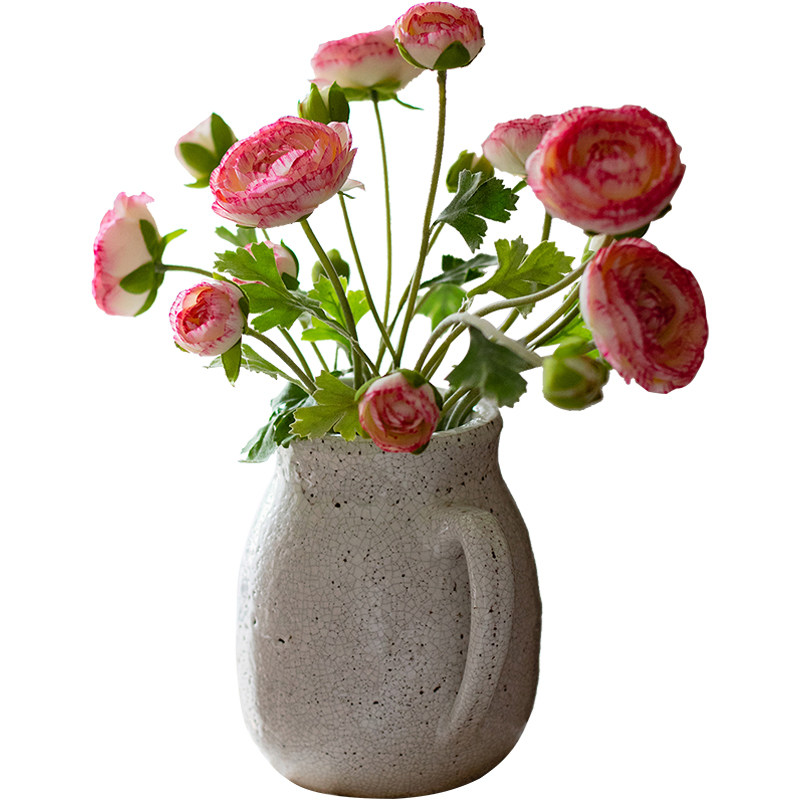 掬涵九头仿真植毛露莲花束假花客厅餐桌绢花插花摆件装饰花艺婚庆