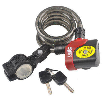 ULAC优力 自行车防盗锁报警器山地车高强度钢缆钢丝锁剪断报警