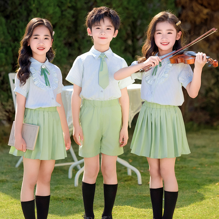 幼儿园园服夏装短袖英伦学院风毕业照合唱服装儿童班服小学生校服