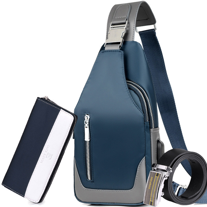 胸包男士韩版斜挎包时尚休闲牛津布小包背包单肩包男包帆布胸前包