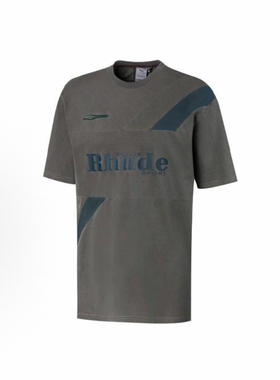 PUMA彪马RHUDE INFUSE联名简约拼接字母logo做旧灰短袖T恤596758